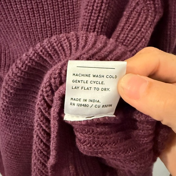Pact Organic Cotton Size S Women's Fisherman Knit Tunic Sweater Mock Neck Purple - Picture 8 of 13